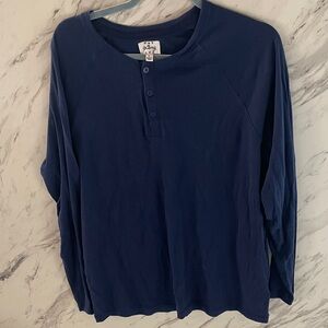 Classic Navy Long Sleeve Henley Top